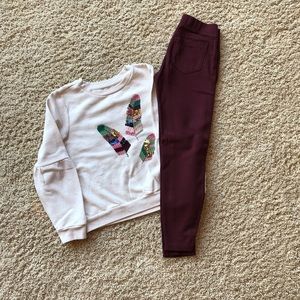 Tractr Skinny pant & Gymboree Feather Sweatshirt